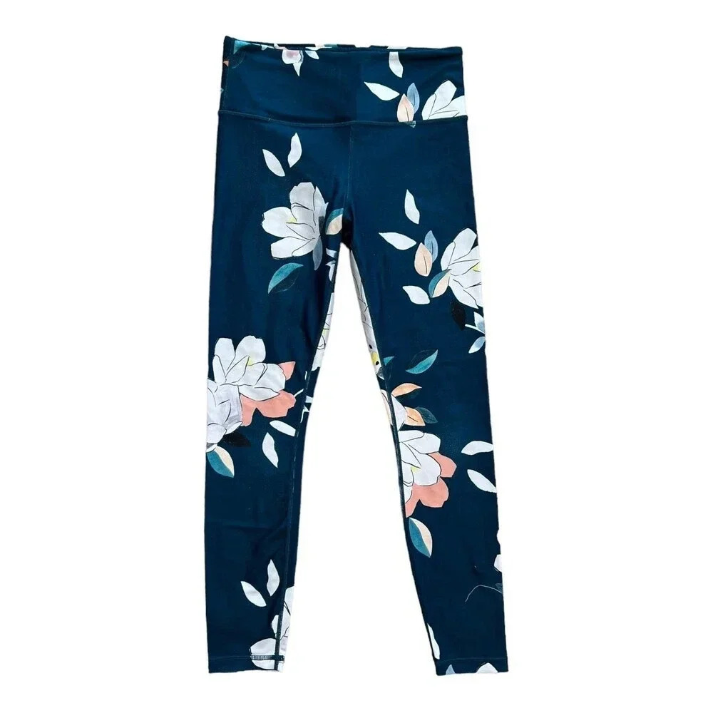 Athleta Teal Floral Elation 7/8 Workout Leggings S